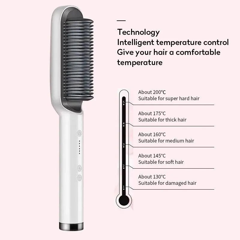Brosse de redresseur de cheveux Redresseur Comb électrique réglable chaleur
