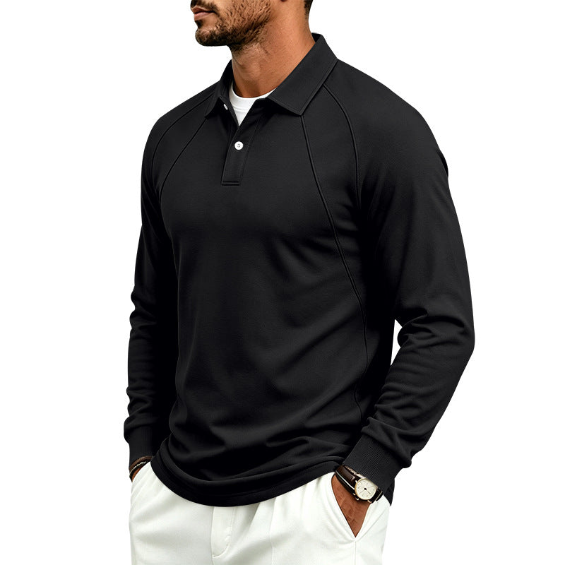 Lapel-bouton Sport Polo Homme à manches longues