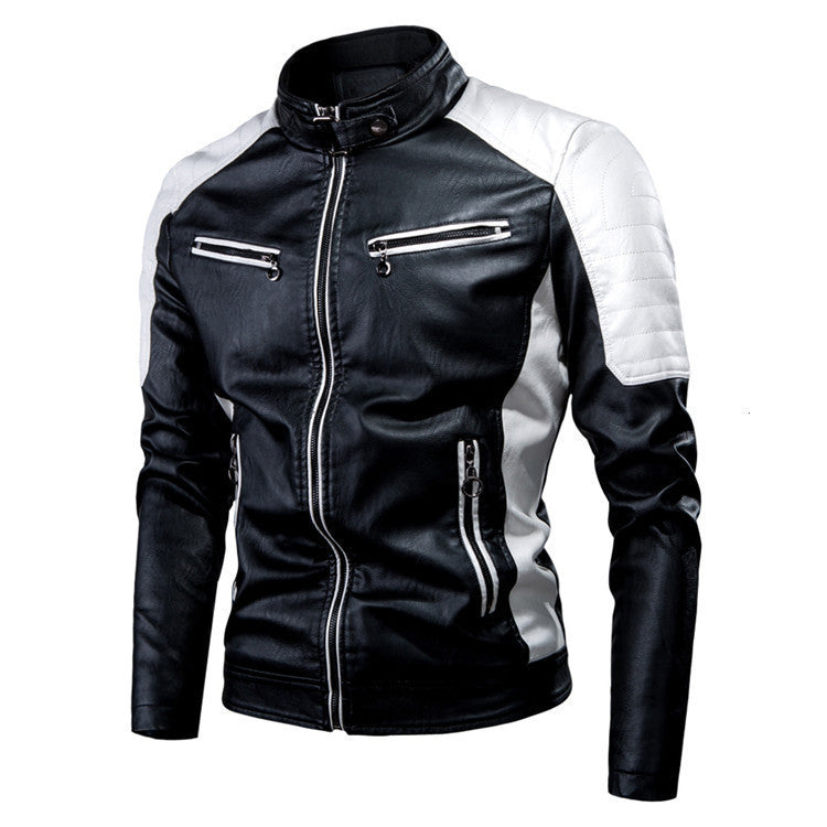 AutomneHiver Casual Biker-Style Patchwork Veste en cuir