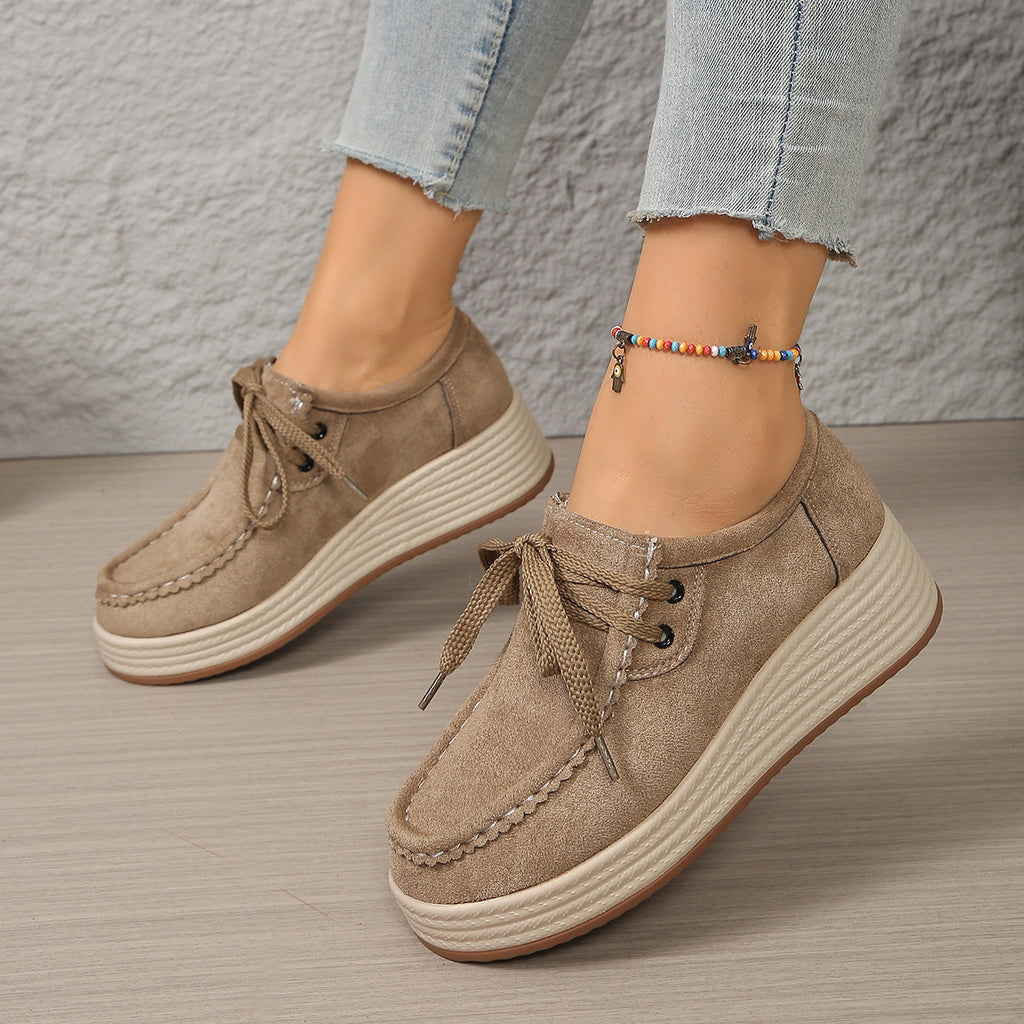Pompes européennes et américaines à chunky-soled femmes avec des lacets avant Casual Chunky-soled