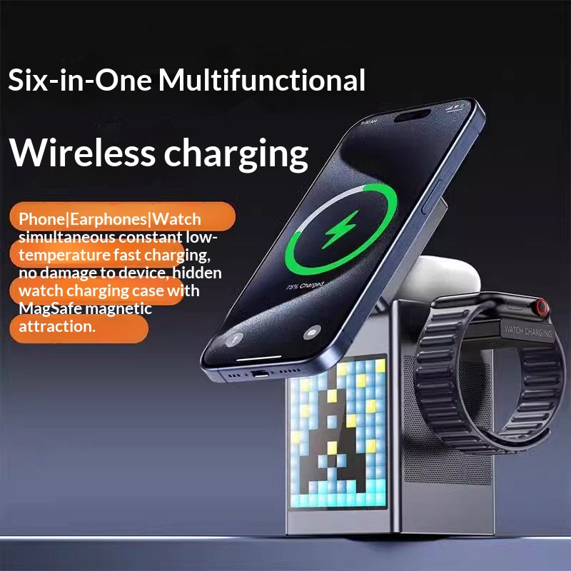 All-in-one Multi-fonctional Magnetic Bluetooth haut-parleur réveil sans fil Chargeur et De