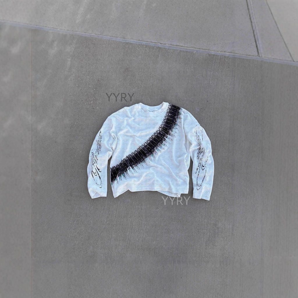Sweat-shirt col rond imprimé avec manches longues