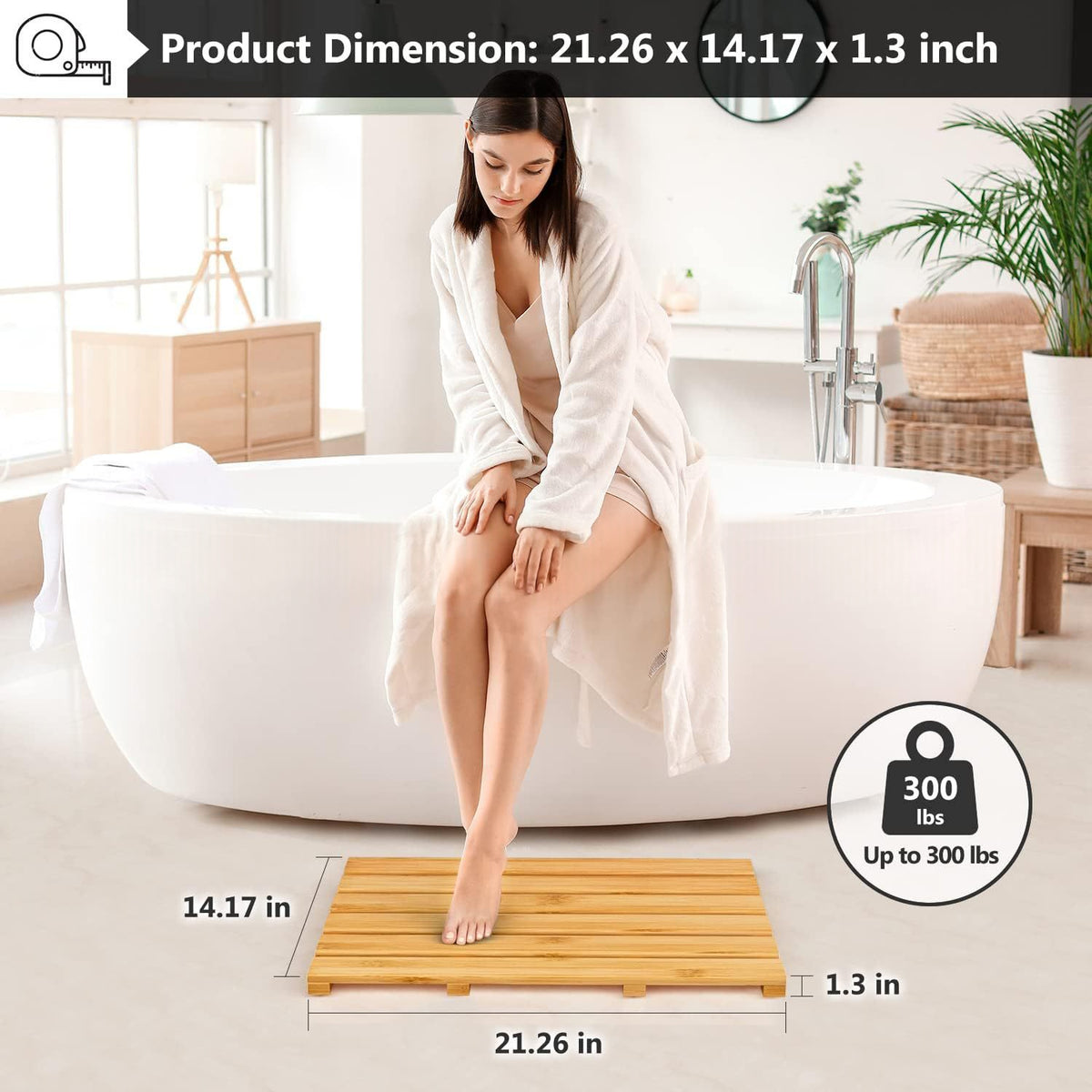 Bamboo salle de bain antidérapant tapis étanche salle de douche tapis