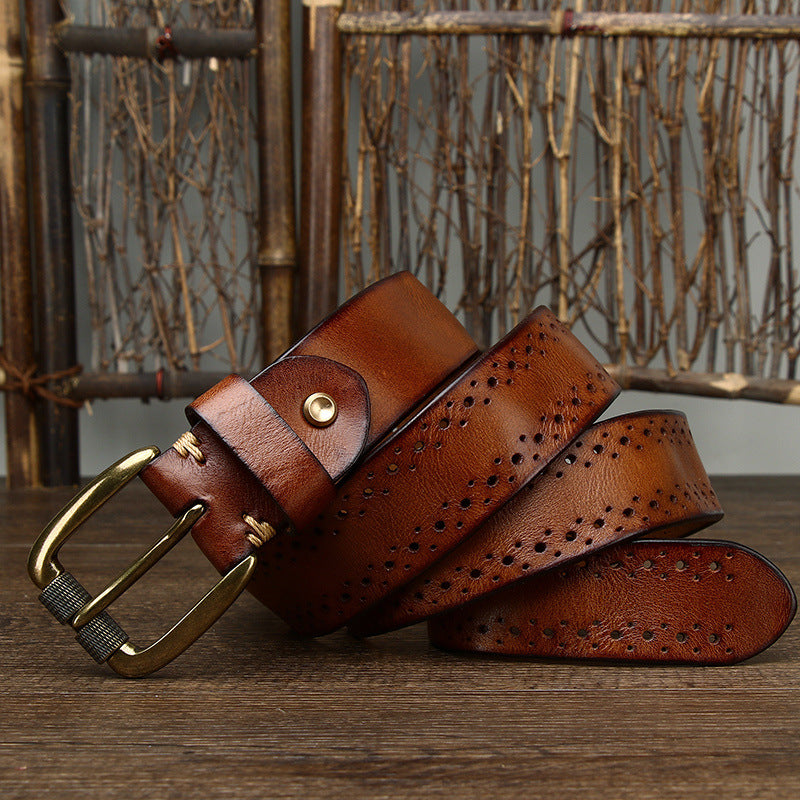 Ceinture d'épingle de première couche pour ceinture en cuir mengénien pour Jeans