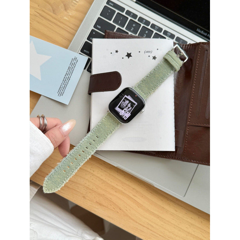 Bracelet de montre en cuir denim mode