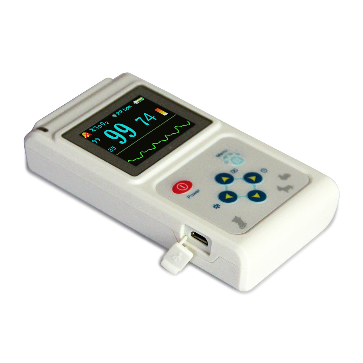 FEP Vétérinaire Oximètre pulseur SPO2 Moniteur de taux d'impulsions Tongue d'oreille Sonde PC SW