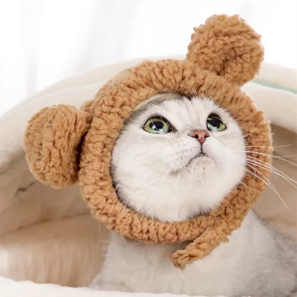 Costume de chat mignon Chapeau d'ours pour chat chaud doux petite tête d'animal