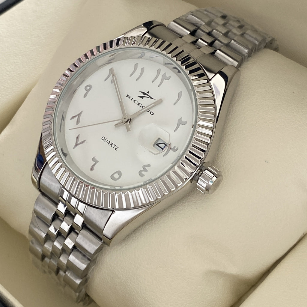 Ceinture en acier d'affaires Calendrier étanche Montre Quartz