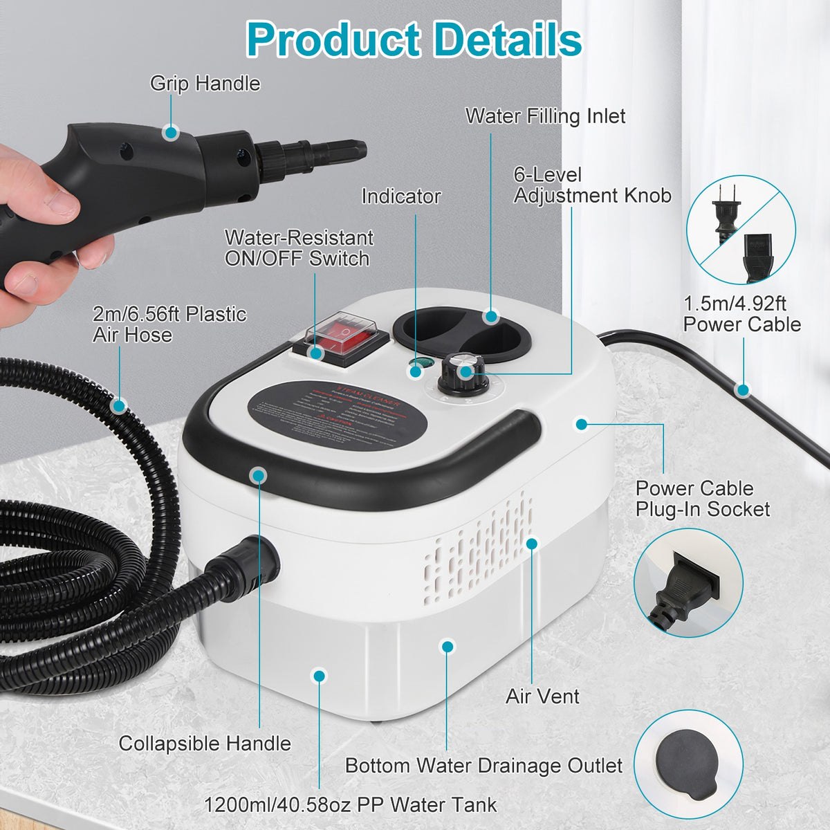 Handheld Steam Cleaner 2500W Multifunctional Small Powerful High Temperature Steamer