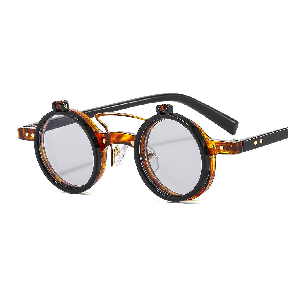 Lunettes de soleil Flip double couche à cadre rond