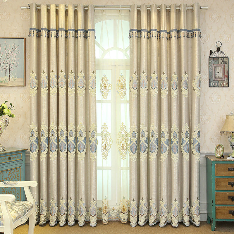 Crown European Brodery Cloth Mesh Rideaux Salon Chambre simple