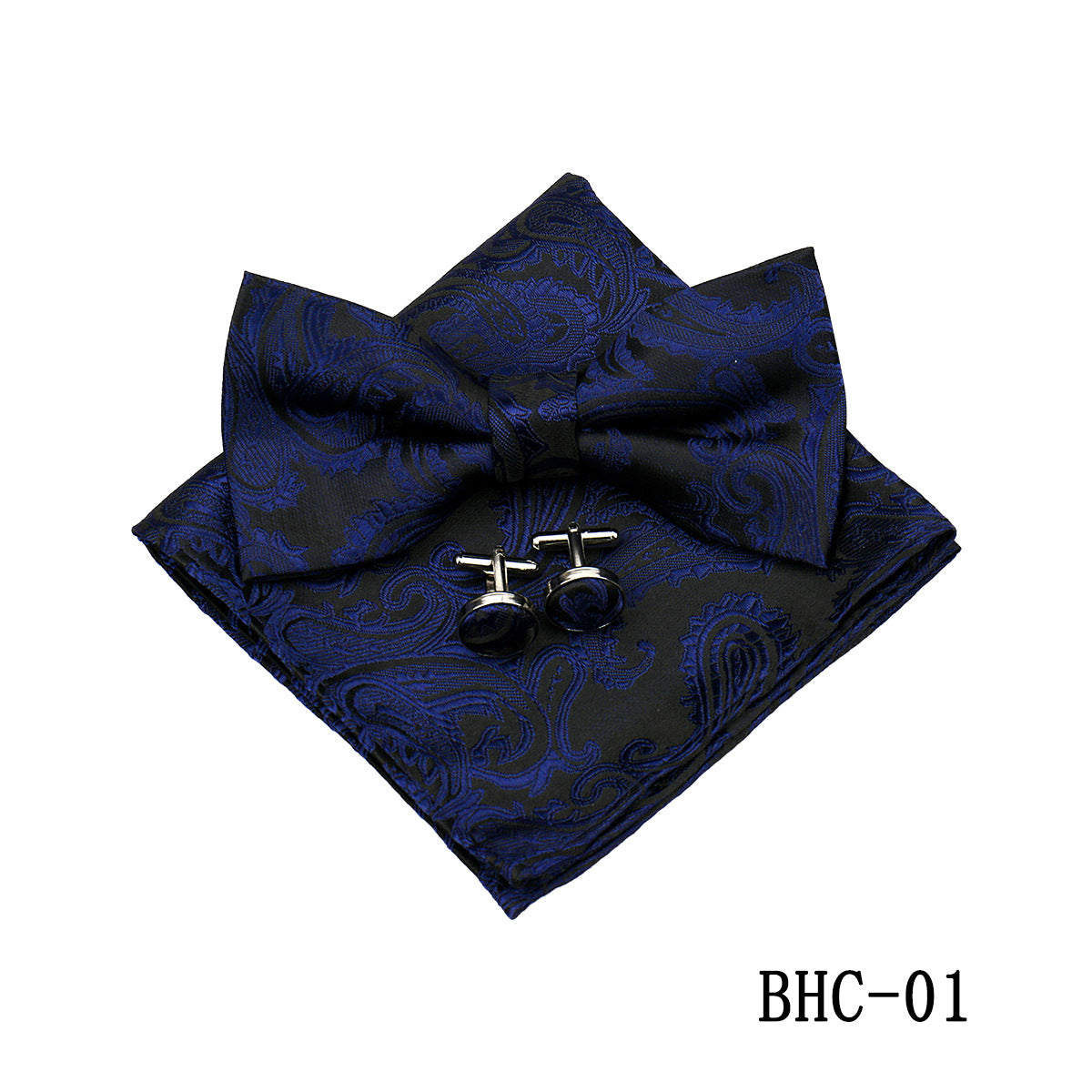 Mens Paisley Bow Tie Pocket Square et Cufflinks