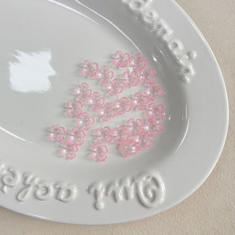 Perles de fleurs acryliques 4-Petal avec fines paillettes