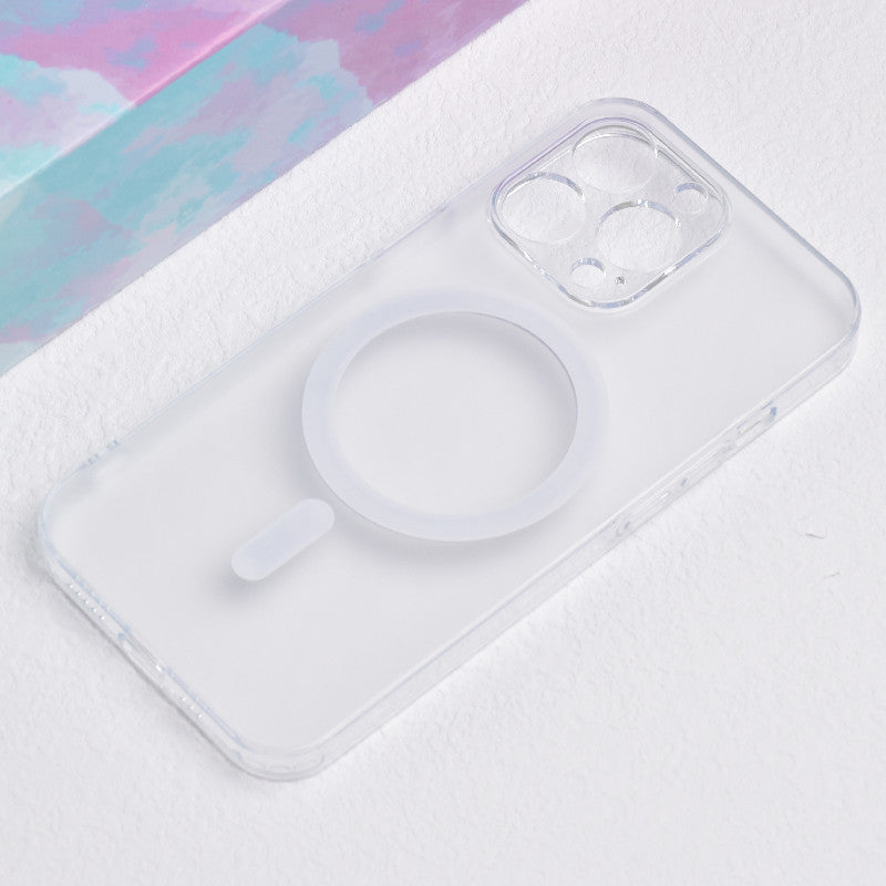 Boîtier de téléphone mobile Magsafe magnétique en verre transparent