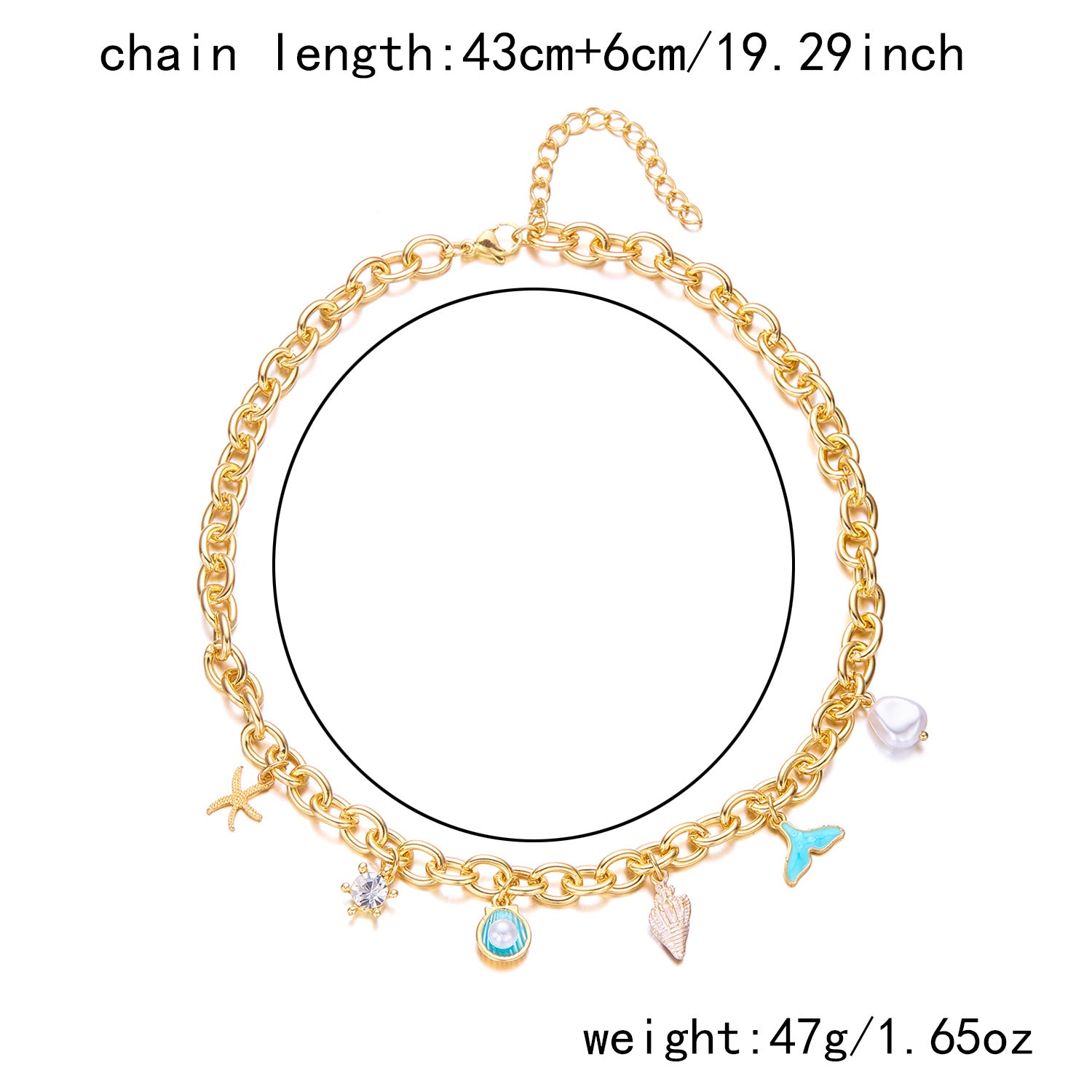 Fashion Femme Starfish Pearl Shell Fishtail Multi-pendent Collier Bracelet