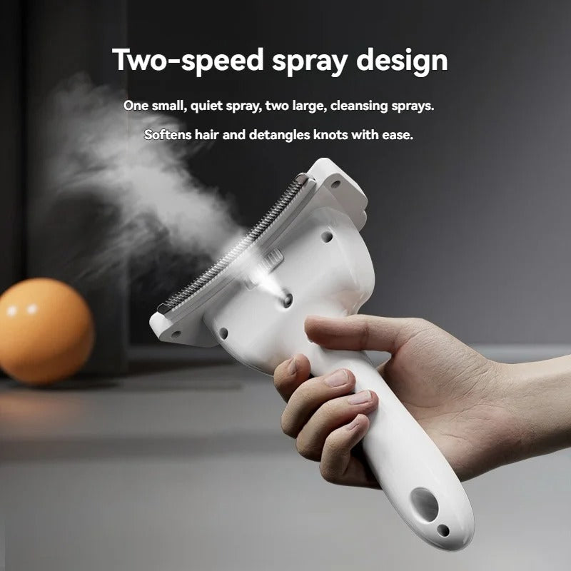 Peigne d'enlèvement de cheveux à un bouton en spray pour animal portable