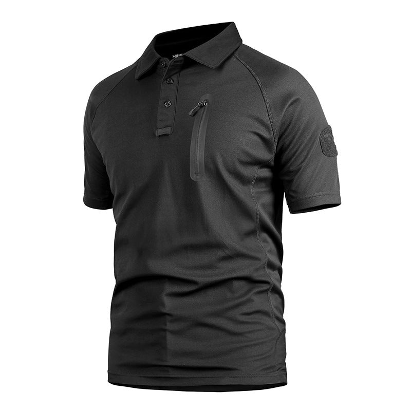 Camouflage tactique extérieur homme manches courtes Polyester Slim Polo rapide Été