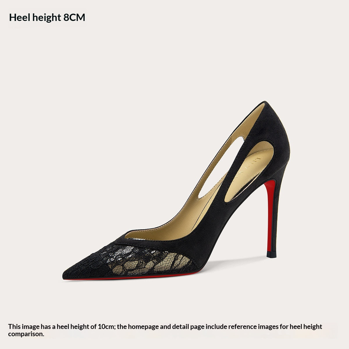 Élégante Dentelle Noire Talons hauts avec une semelle rouge