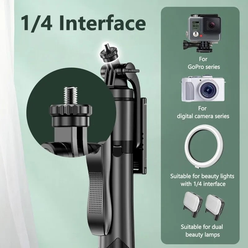 Selfie Stick Double Fill Light Bluetooth-compatible Stabilisateur à main Sol télescopique R
