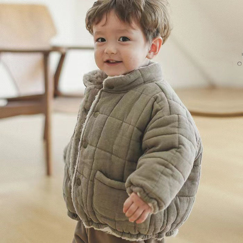 Manteau de coton à manches longues doublée de polaire pour bébé d'hiver