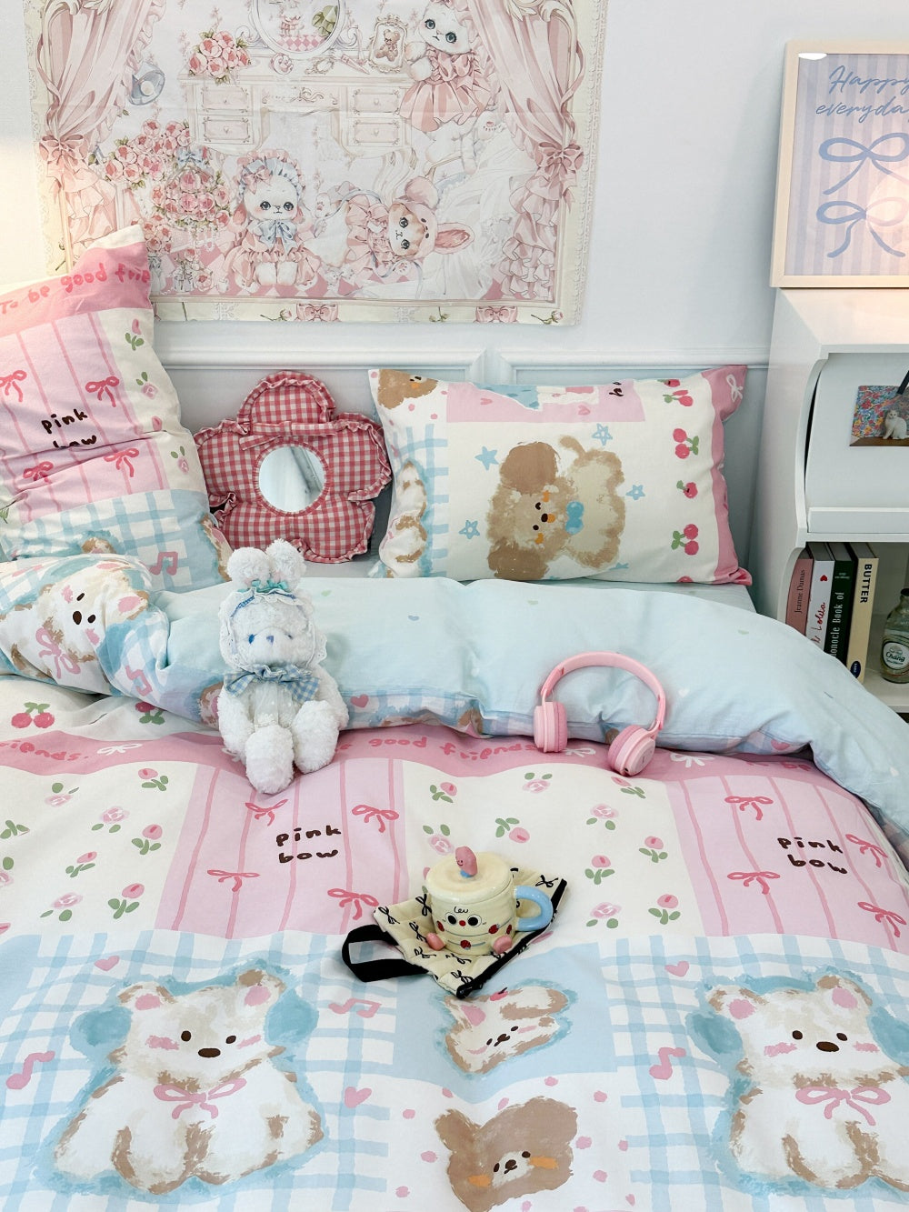Feuille de lit en coton et couverture de couette Ensemble de trois pièces