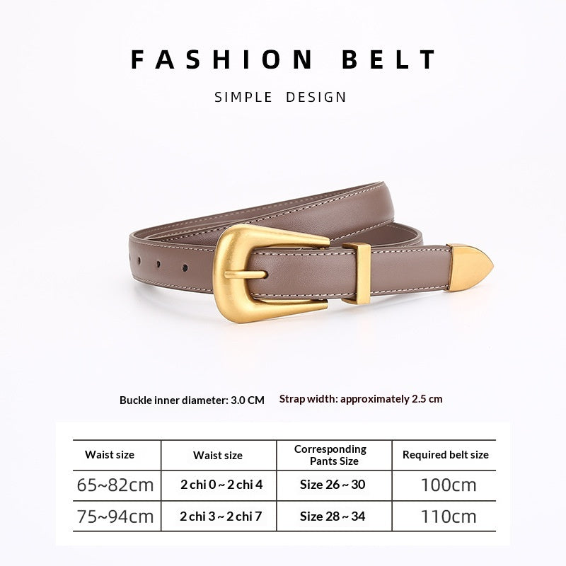 Femmes Retro Mode Unisexe Versatile Ceinture en cuir carré