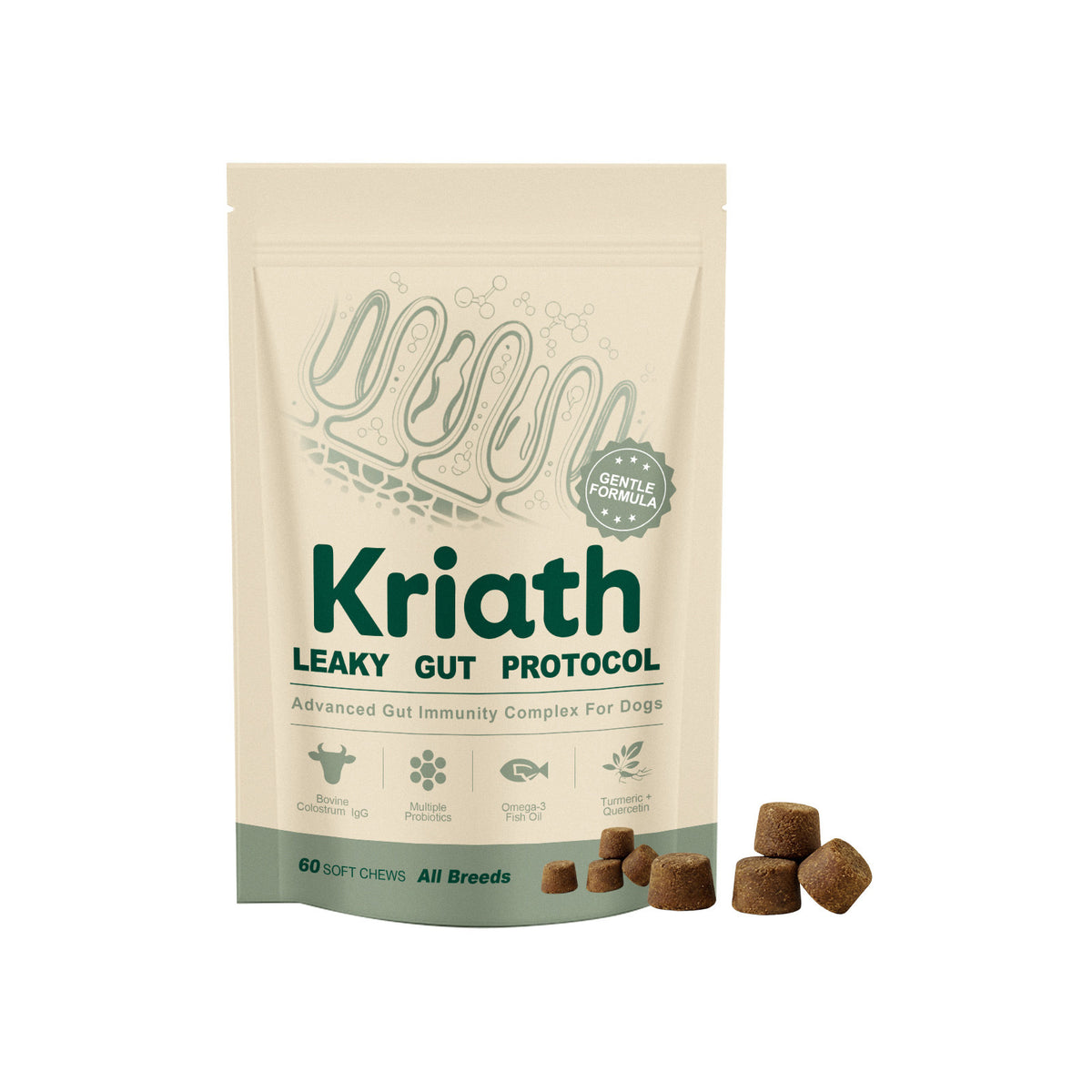 Supplément complexe de soins intestinaux Kriath Dog pour soutien nutritionnel