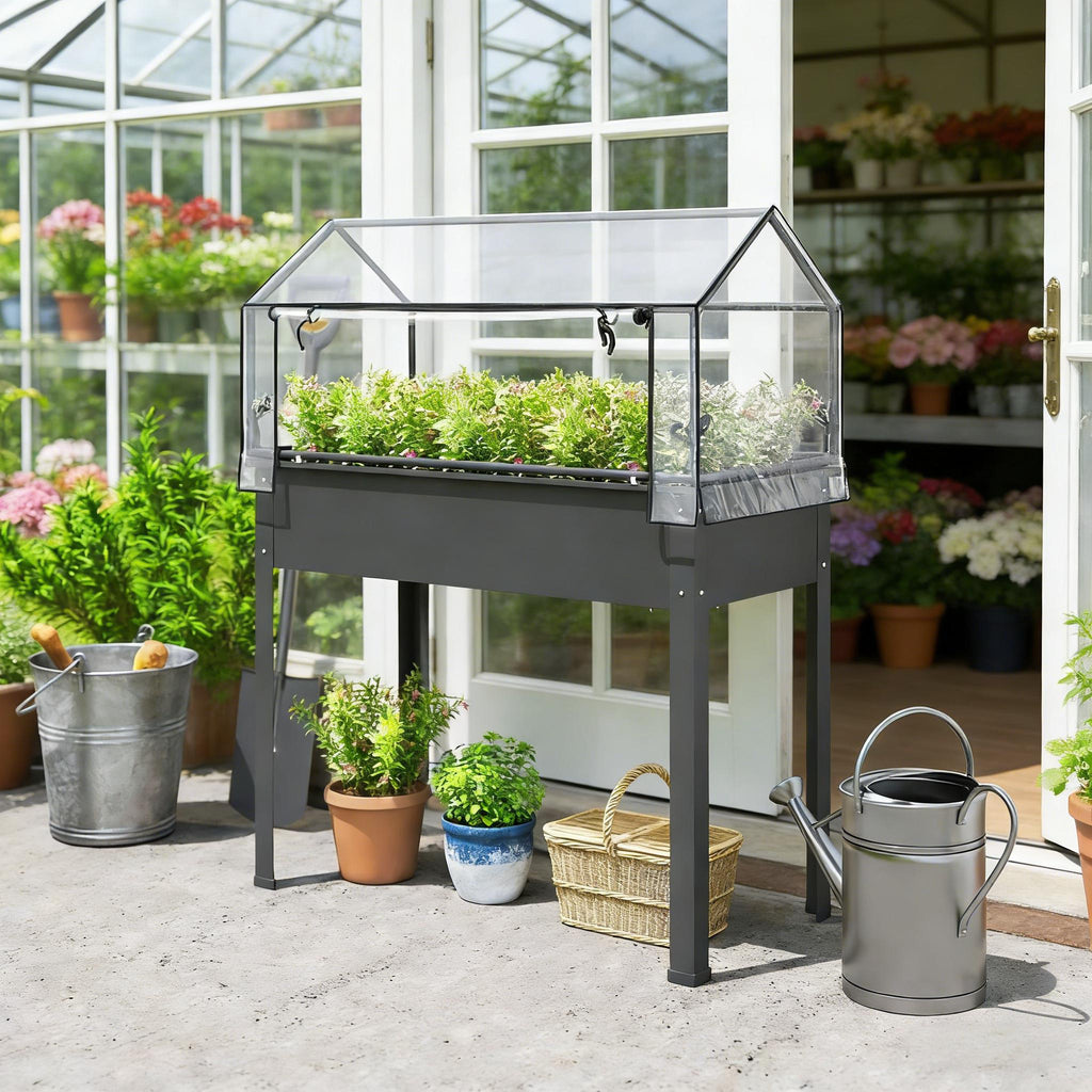Raised outdoor garden box