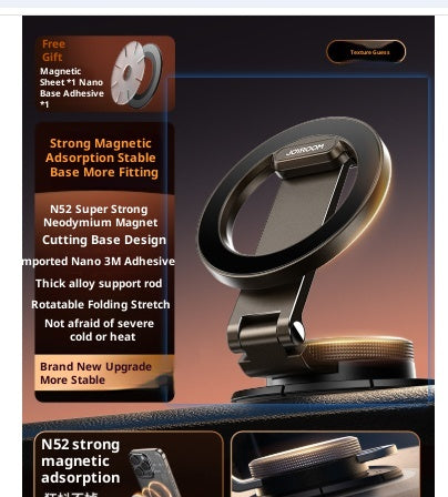 Adhesive folding magnetic car phone holder