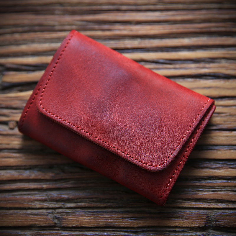 Portefeuille court en cuir de vache rétro pour hommes