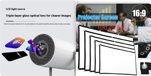 Projecteur portable Petit projecteur droit pour usage domestique 180 degrés Angle de projection Auto