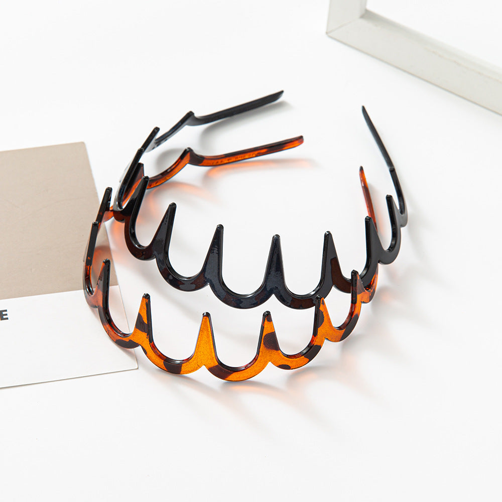 Coiffure Wave Laver le visage Dentée Bandeau antidérapante Barrettes à épingles à cheveux unisexe