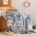 Alphabet Denim Short-Sleeve Baby Thin Three-Piece Trendy Outfit