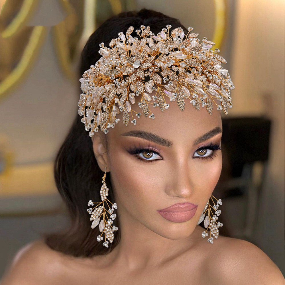 Accessoires pour cheveux de mariée créatifs exagérés dorés