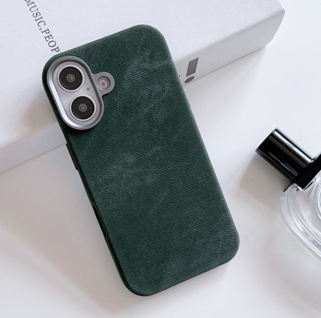 Étui de téléphone en cuir magnétique en flanelle