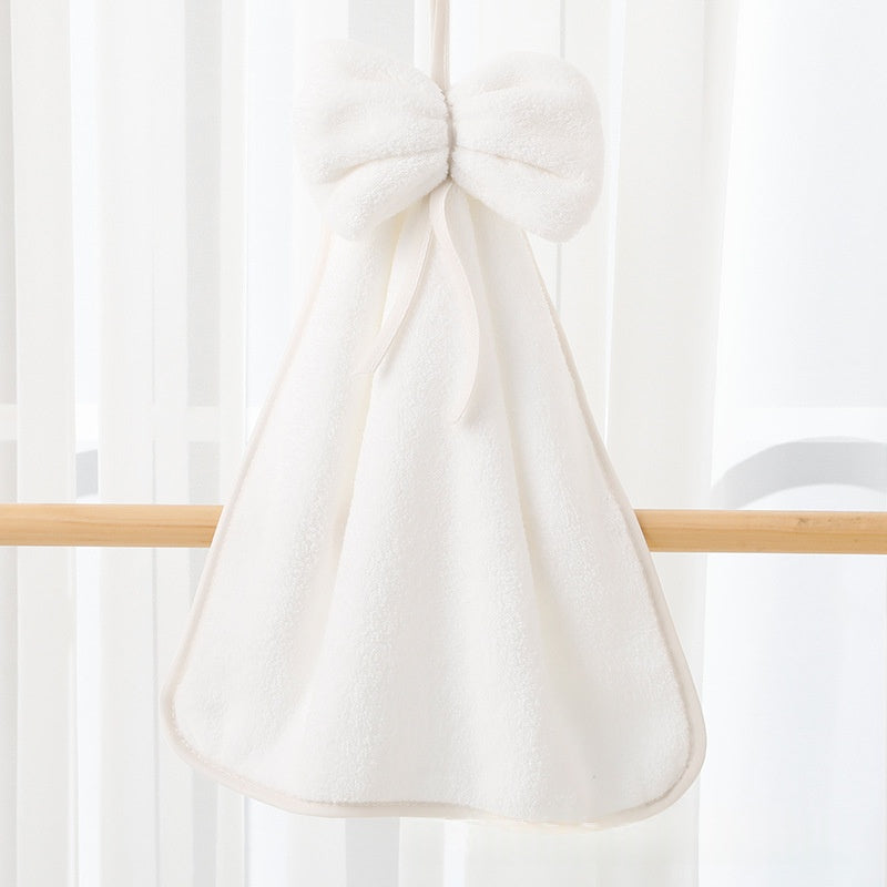 Haut de Densité Velvet Corail Bow mignon pendaison serviette de main Absorbant