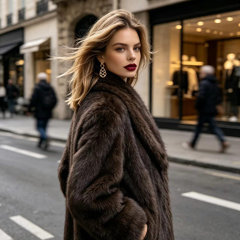 Automne Hiver Chic Veste Mode Double face Faux Fur Croped Style