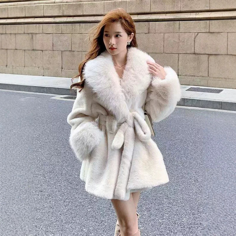 Automne Hiver Eco-friendly Faux Fur femmes Manteau mi-long