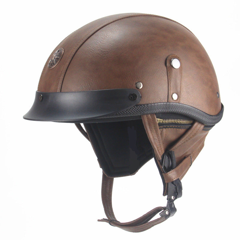 Rétro Casque personnalisé demi pédale moto American Cruise Casque en cuir fait main