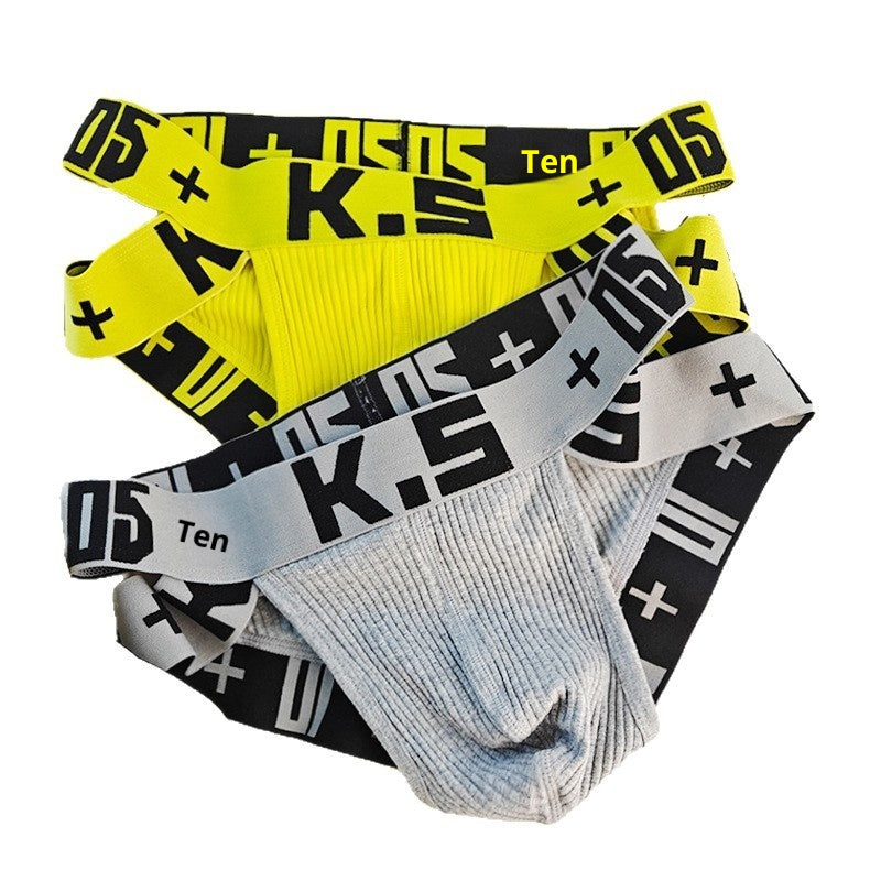 Slips de sport en coton côtelé haute coupe pour hommes
