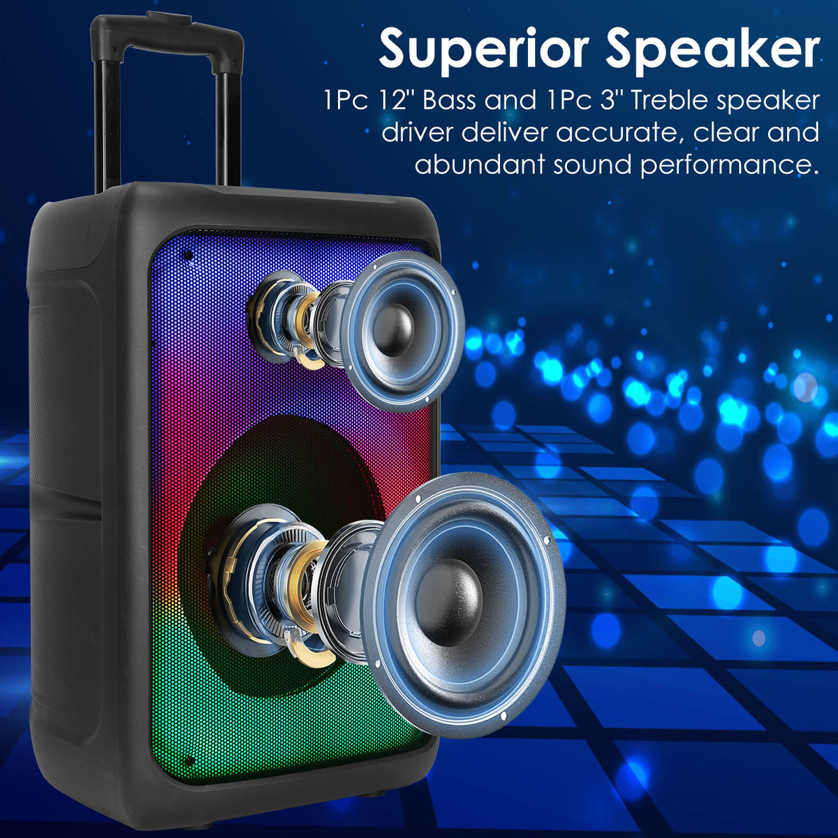 1Pc Portable Wireless Party Speaker Party Speaker avec 5 modes d'éclairage colorés TWS
