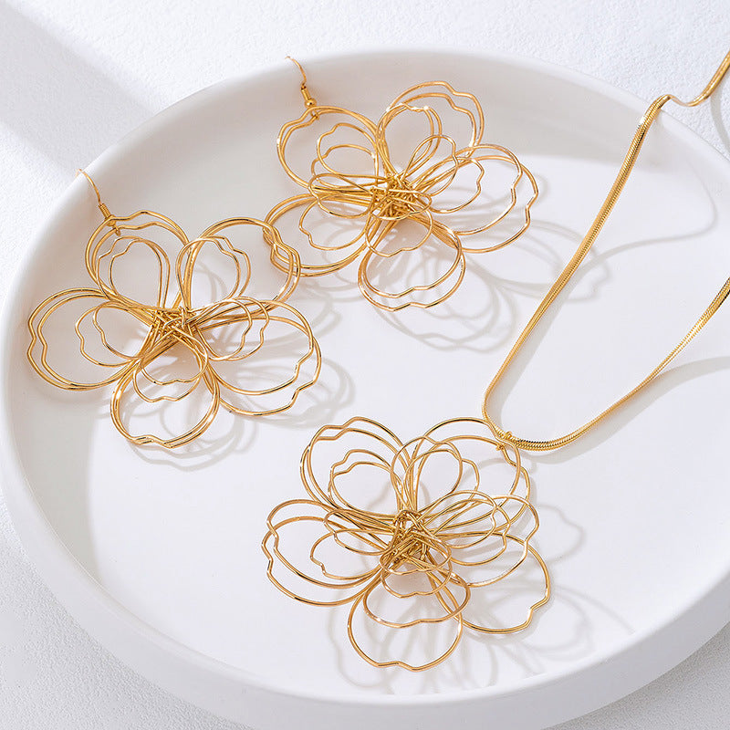 Ensemble de bijoux pour pendentif floral 3 pièces géométriques de 3 pièces