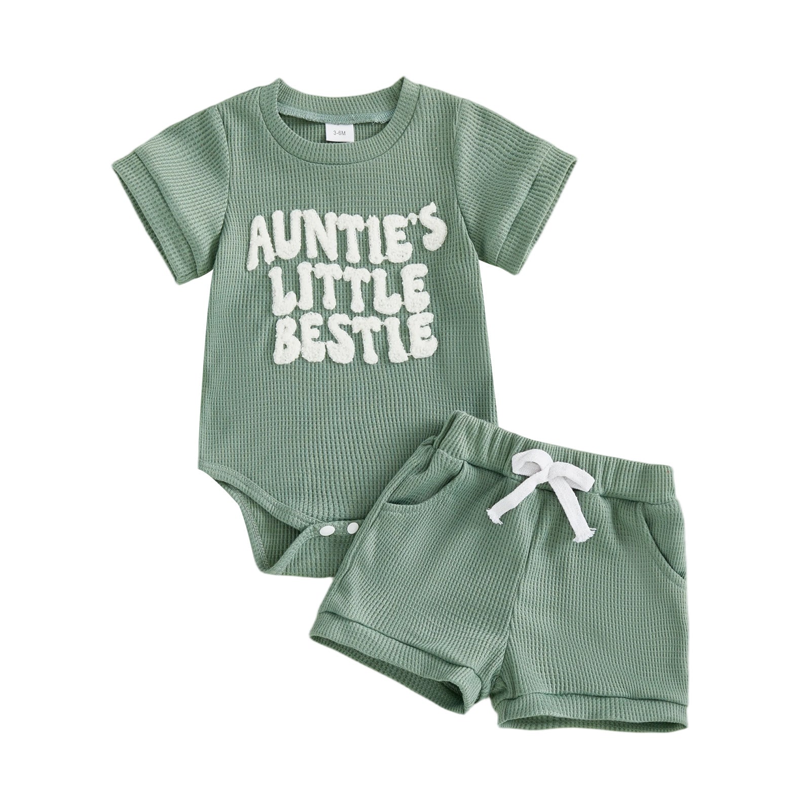 Baby Boy Romper Serviette de waffle-weave Brodé Lettre Top et Shorts
