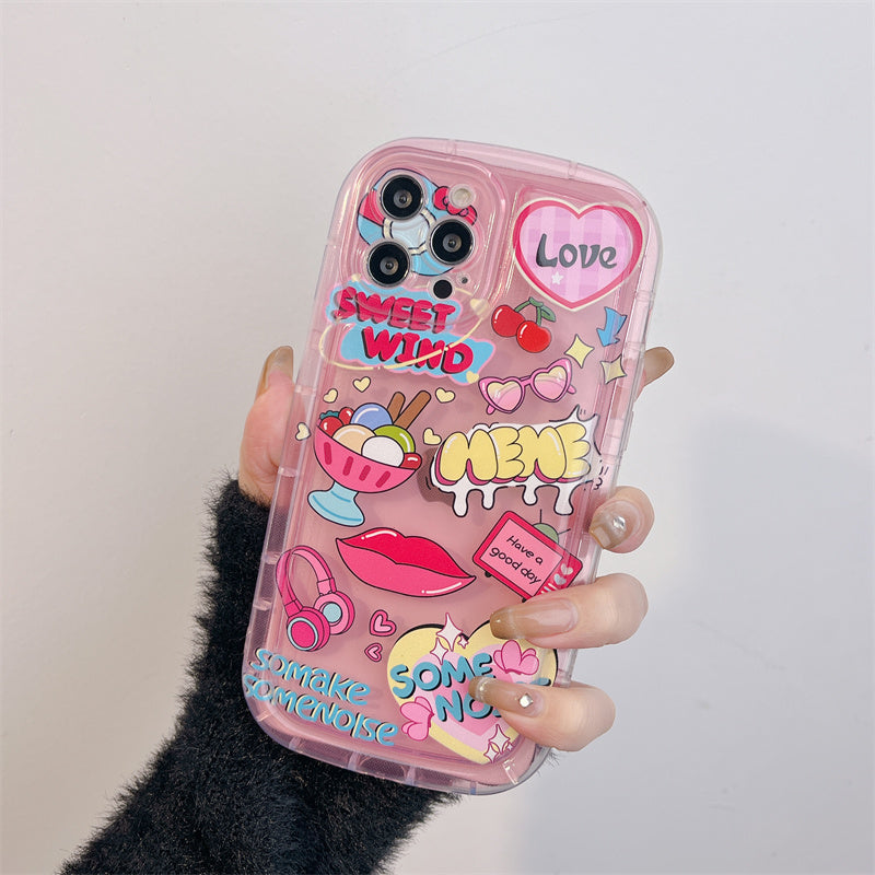 Étui de téléphone tout inclus en silicone doux et cool amour