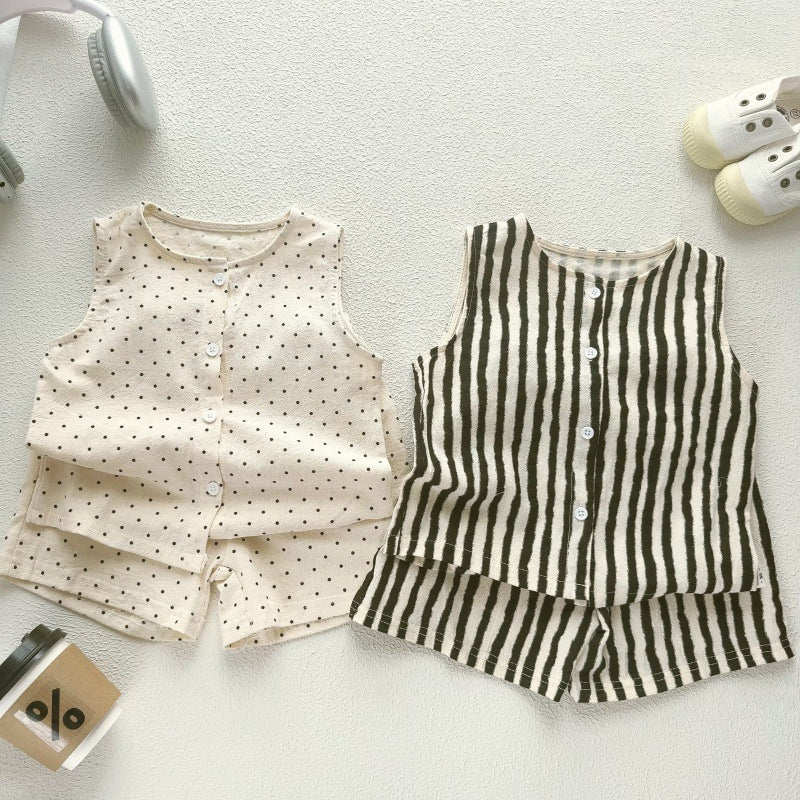 Ensemble de deux pièces en coton mince pour enfants de style coréen