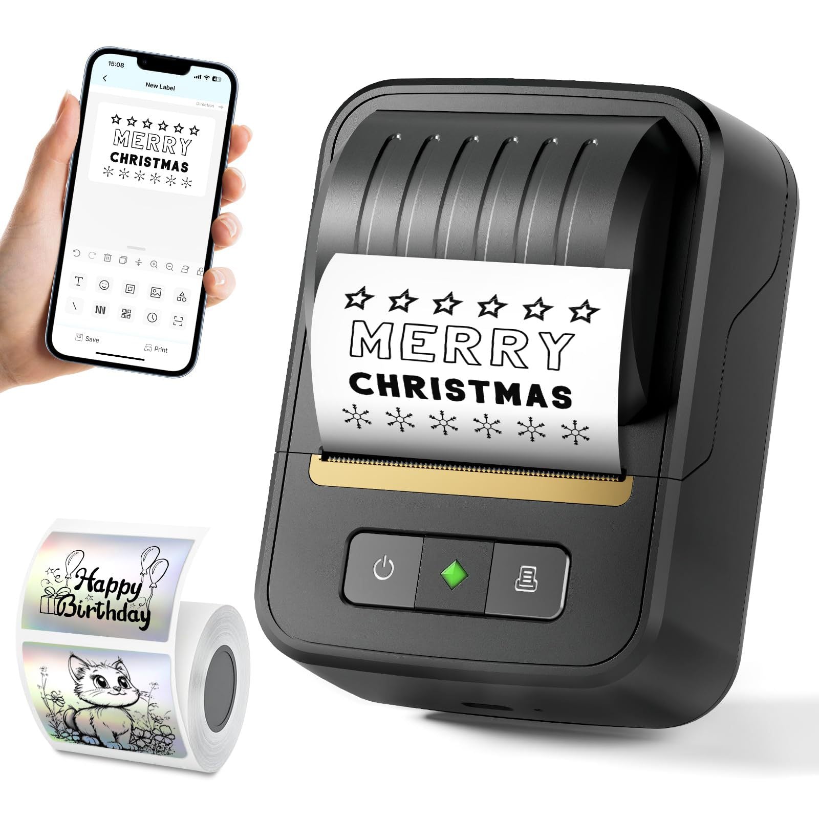 Imprimante d'étiquette thermique portable sans encre Bluetooth