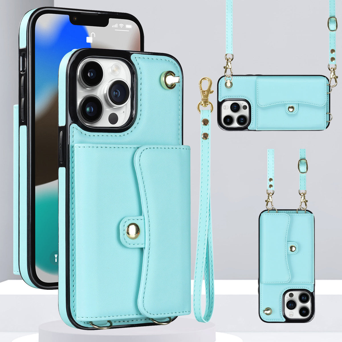 S23Ultra Carte Orgue Boîtier en cuir A13 Crossbody Phone Case
