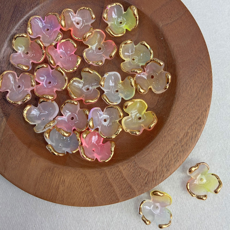 Charms de Clover Acrylique 3-Petal doré