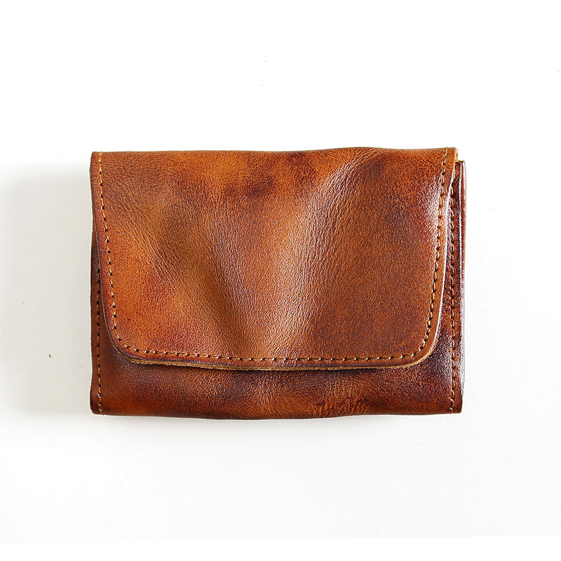 Portefeuille court en cuir de vache rétro pour hommes