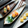 Feuille longue en forme de plaque de céramique Sushi Créativité